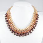 891024-208 Brown Beads Necklace in Gold